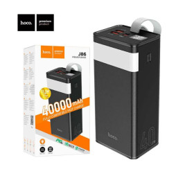 Быстрый повербанк 40000mAh со светильником HOCO J86 Powermaster 22.5W QC3.0 PD3.0 Black