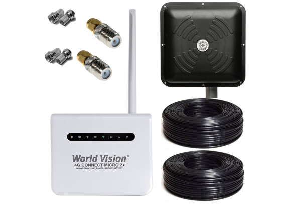 Антена MIMO 2x15 та роутер WORLD VISION 4G CONNECT MICRO 2+ до 10 годин автономної роботи